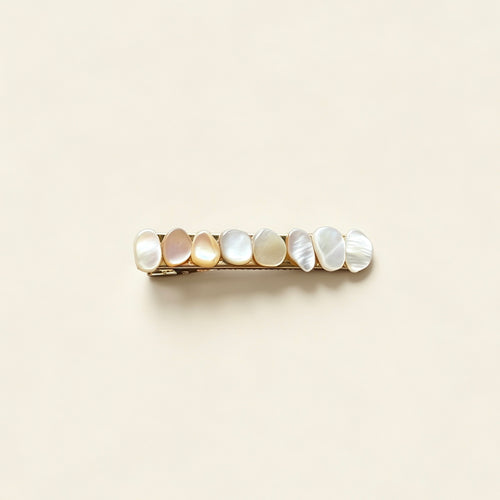 Handmade Irregular Mother of Pearl Shell Gold Hair Barrette