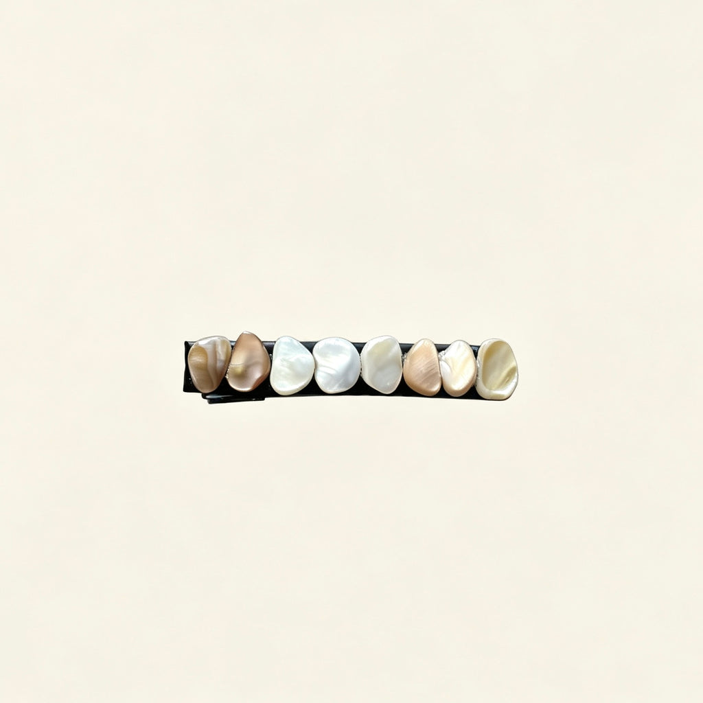 Handmade Irregular Mother of Pearl Shell Gold Hair Barrette